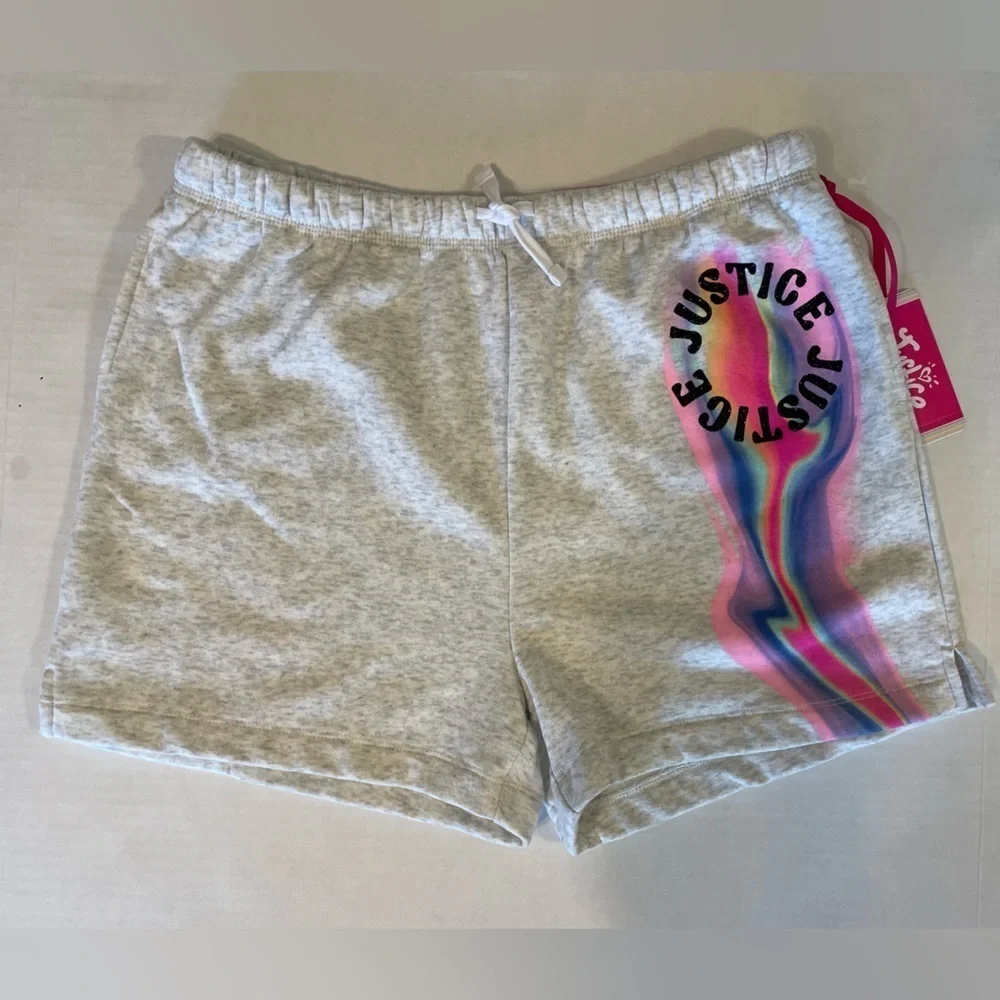 Justice Gray Multicolor Graphic Shorts Size XL Plus (16P-18P) NWT
